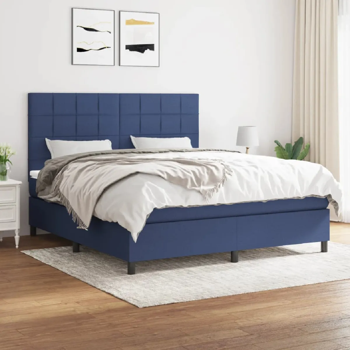 Vidaxl VIDA XL Sommier à lattes avec matelas bleu 180x200 cm