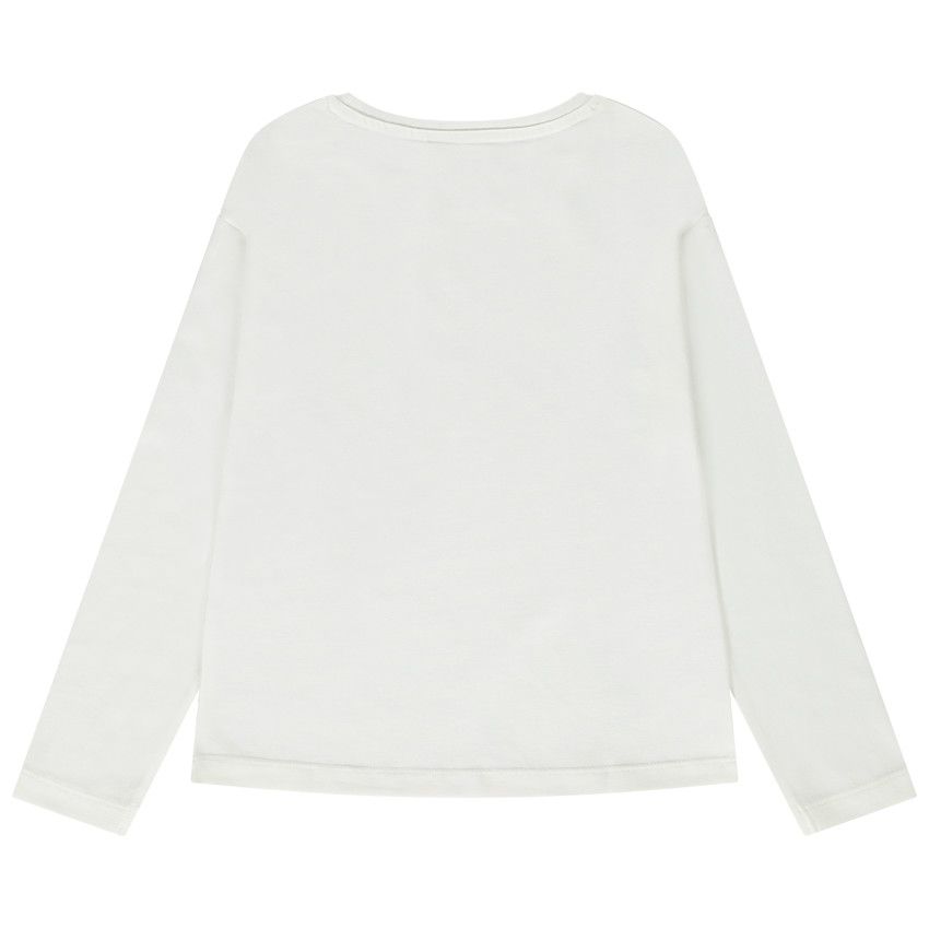 T-shirt manches longues print manga pour fille - Ecru