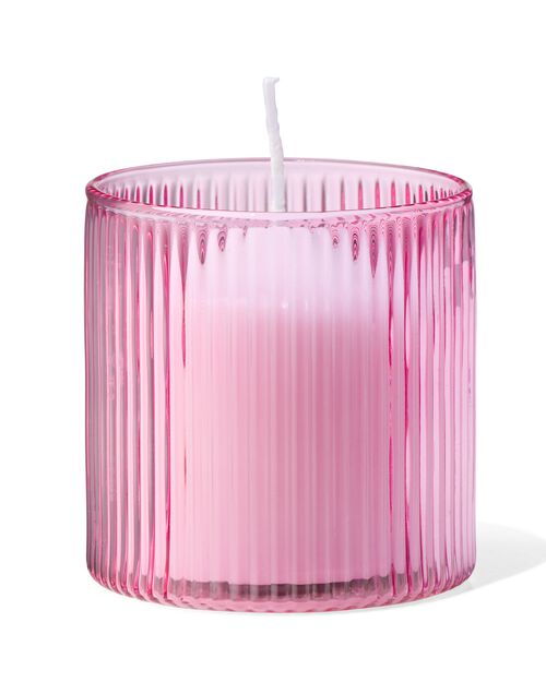verre pour bougie parfumée XS nervuré rose