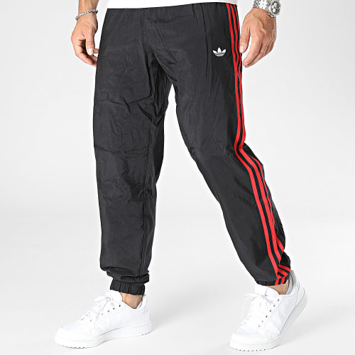 Pantalon Jogging A Bandes Cutline HZ0730 Noir Rouge