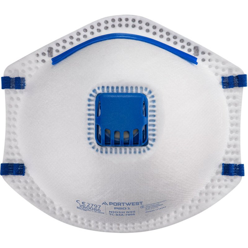 Portwest P201 Masque FFP2 avec valve, blanc - Lot de 10