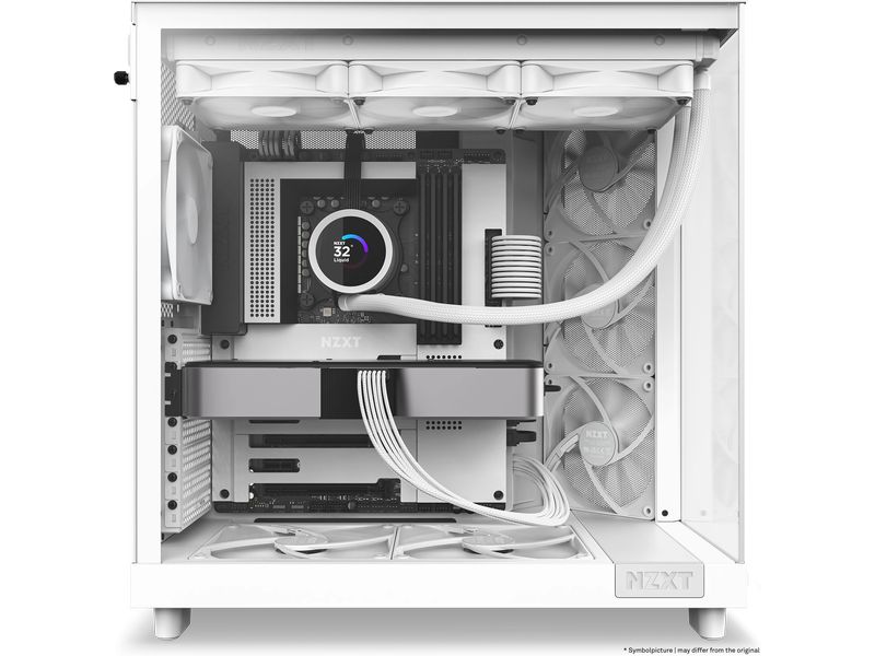 NZXT PC-Gehäuse H6 Flow Weiss Kompaktes Mid-Tower-Gehäuse mit hohem Luftstrom