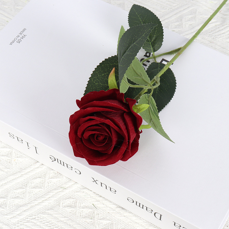 (10er Set) Romantische Deko Rosen Party Accessoire Kunstblumen Rosenstrauss für Hochzeiten / Valentinstag - Dunkelrot