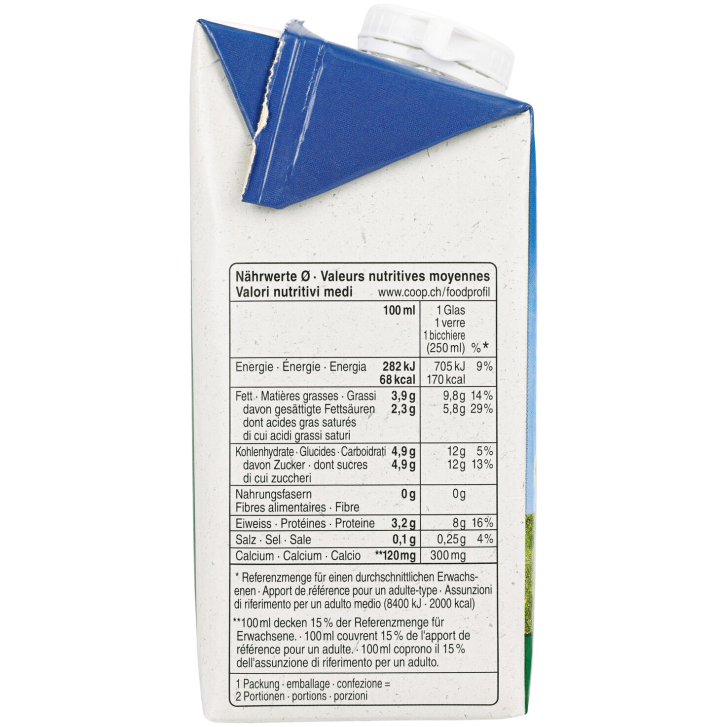 Naturaplan Bio Vollmilch 3,9% Milchfett UHT -