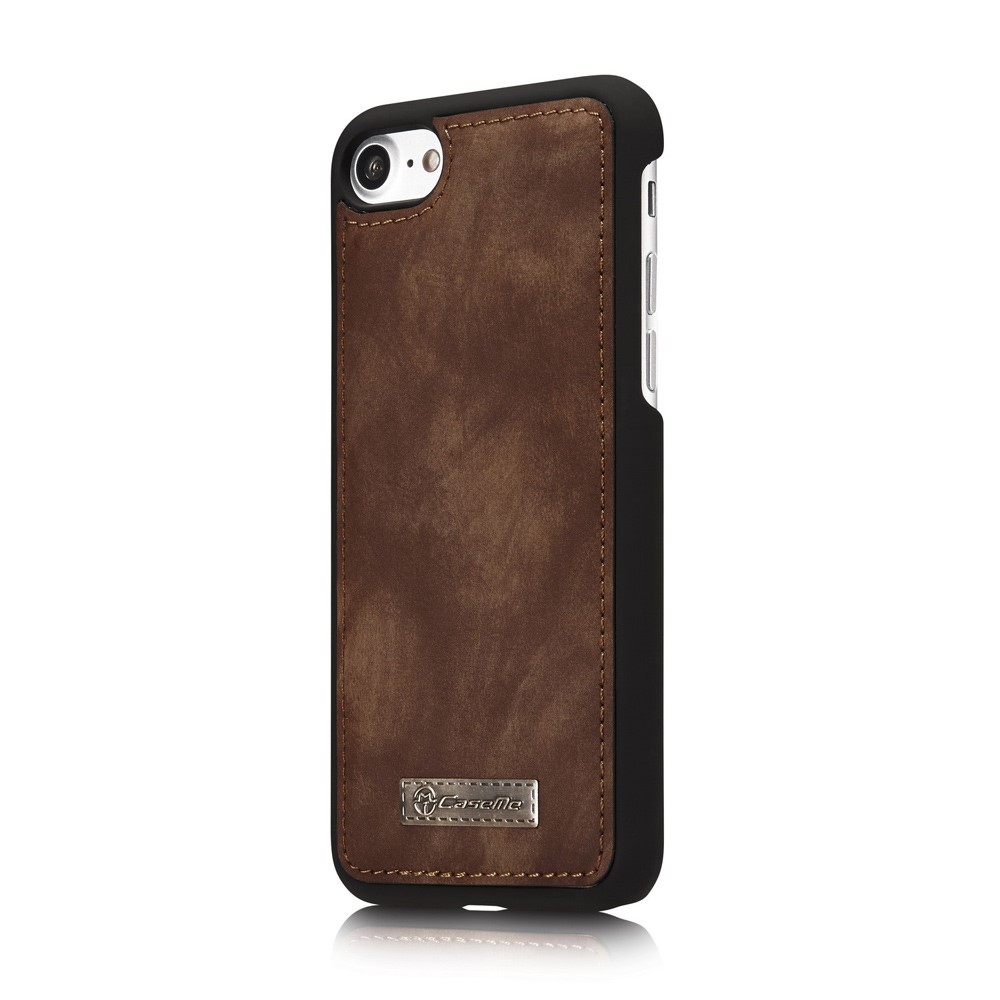 iPhone SE (2022/2020) / 8 / 7 3in1 Leder Tasche   Magnet Hardcase und Karten Etui - Dunkelbraun