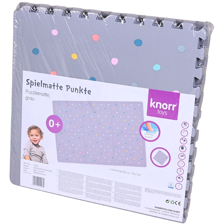 knorr toys® Softteppich Matte, grau Punkte