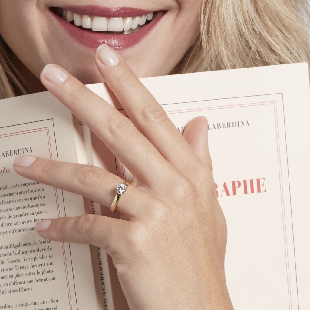 Bague Solitaire Or Jaune Diamant Synthetique