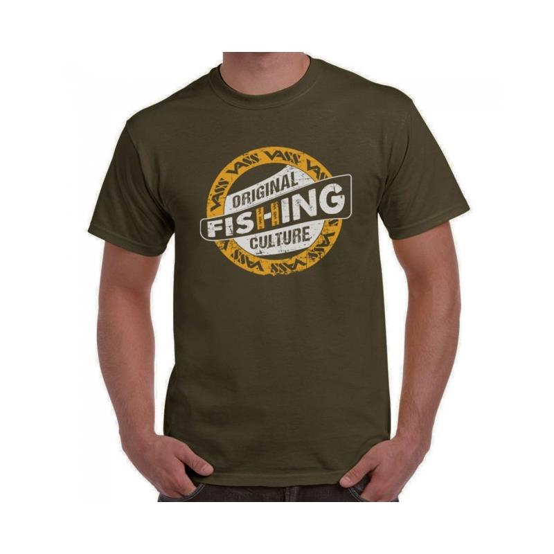 Tee Shirt Manches Courtes Homme Vass Fishing Culture Printed T-Shirt - Kaki