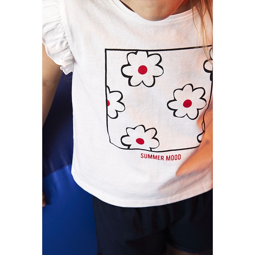 Ensemble 2 pièces t-shirt manches courtes + short pour fille - Bleu marine