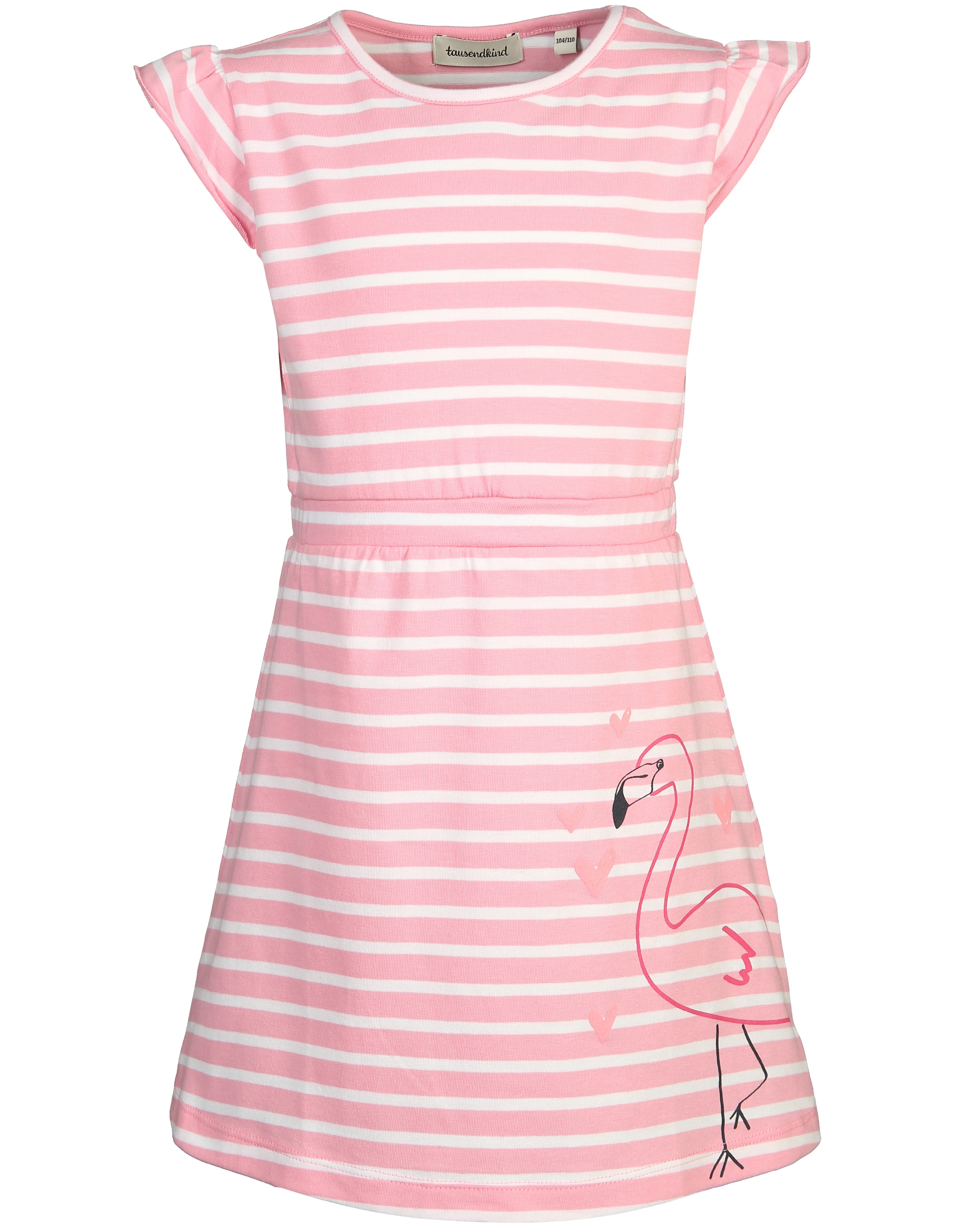 Kurzarm-Kleid FLAMINGO gestreift in weiß/pink