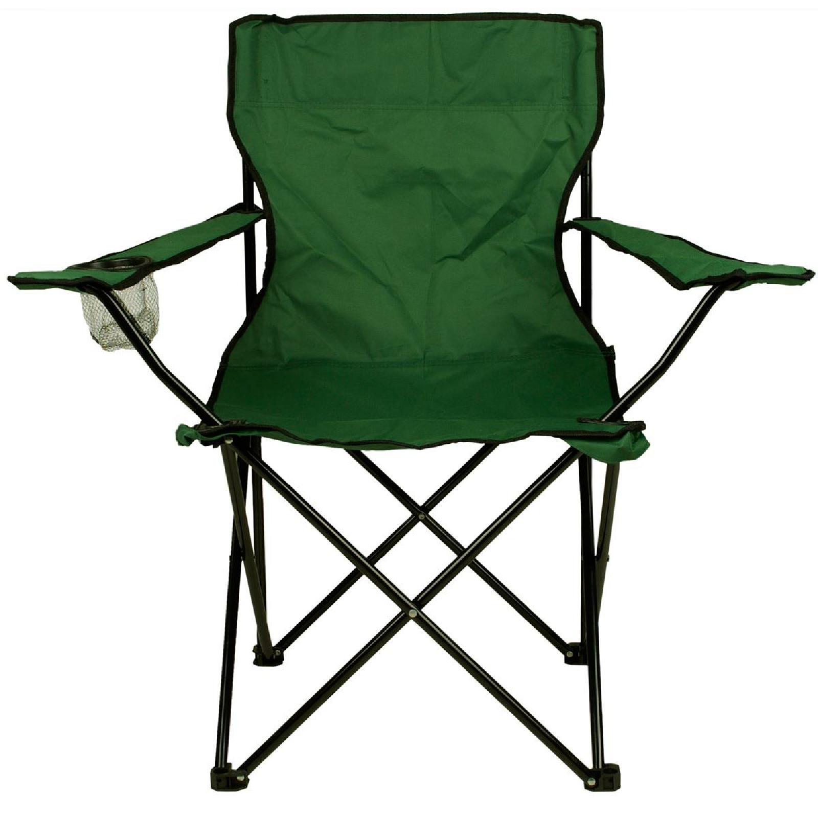 VCM Faltstuhl Campingstuhl mit Armlehne und Getränkehalter dunkelgrün