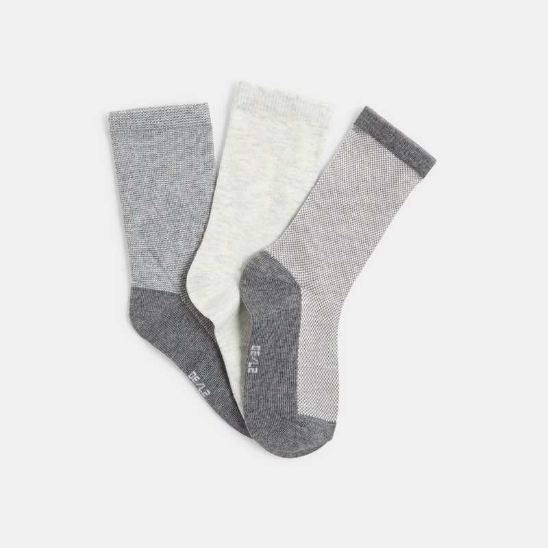 Chaussettes (lot de 3 paires) grises garçon