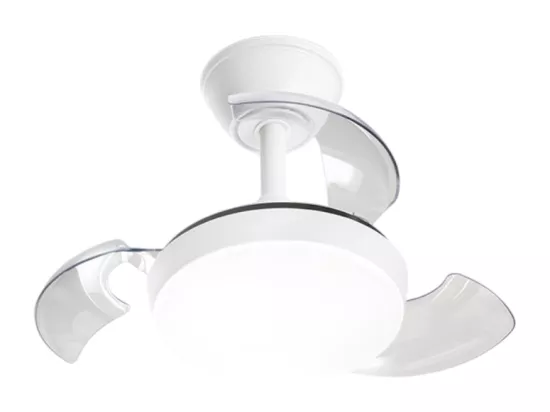 Ventilateur plafond Perenz 7169B CT blanc d.56 cm, 3 pales rétractables, moteur DC 24W, 6 vitesses, lumière intégrée