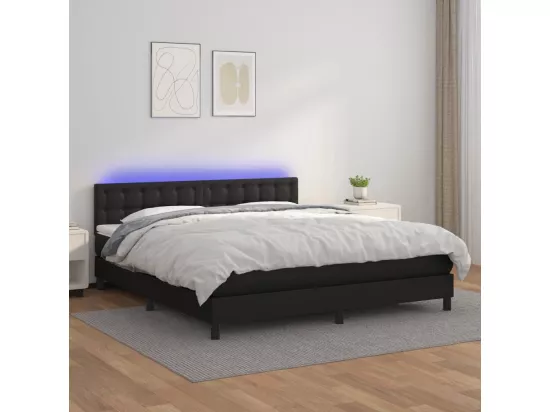 Sommier tapissier avec matelas et LED Noir 180x200cm Similicuir