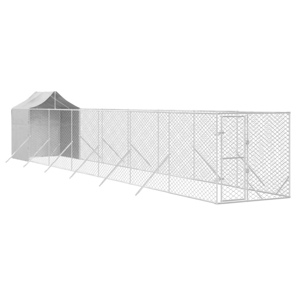 Chenil d'extérieur pour chiens avec toit argenté 2x14x2,5 m
