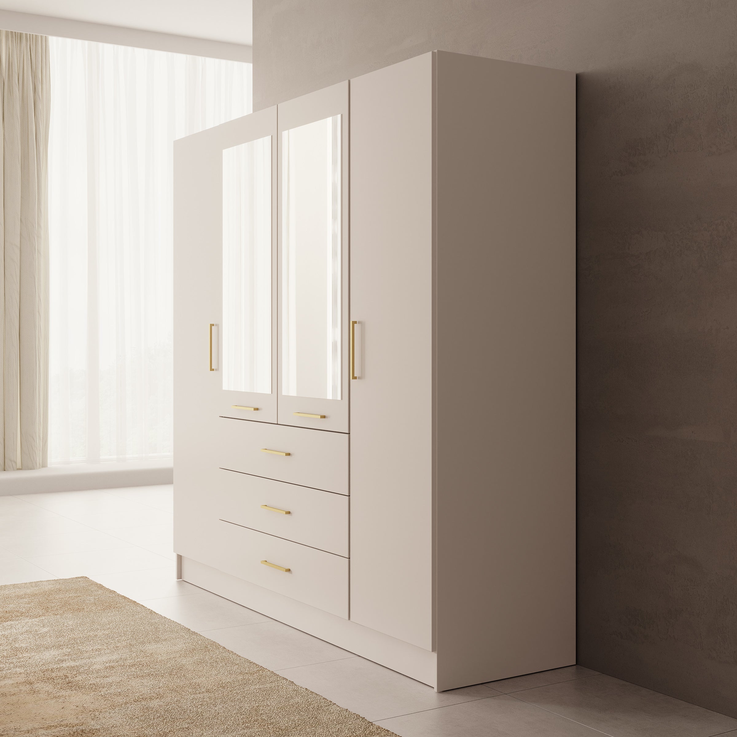 Komodo - Kledingkast met 4 deuren - Beige - 200x61x201 cm