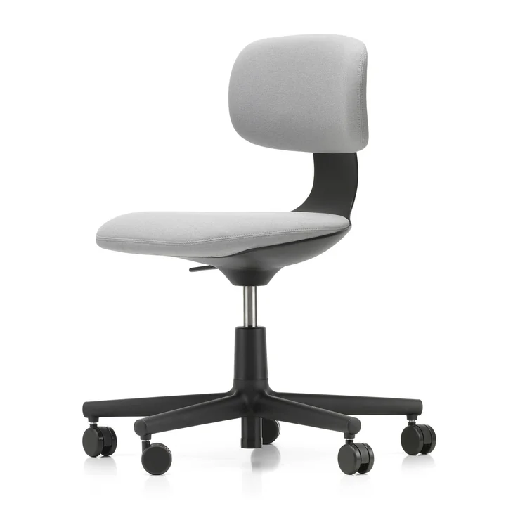 Vitra - Rookie Bürostuhl, tiefschwarz / Plano cremeweiss / sierragrau (Hartbodenrollen)