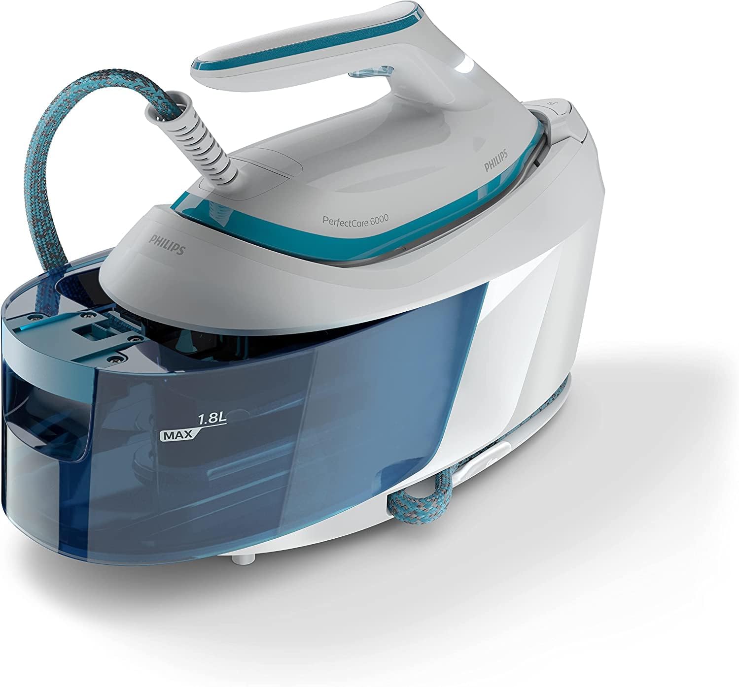 Philips PerfectCare Dampfgenerator der 6000er Serie - 2400 W, 500 g Dampfstoß, 6,5 Bar Druck, OptimalTEMP-Technologie, 1,8-Liter-Tank, Weiß/Blau (PSG6022/20)