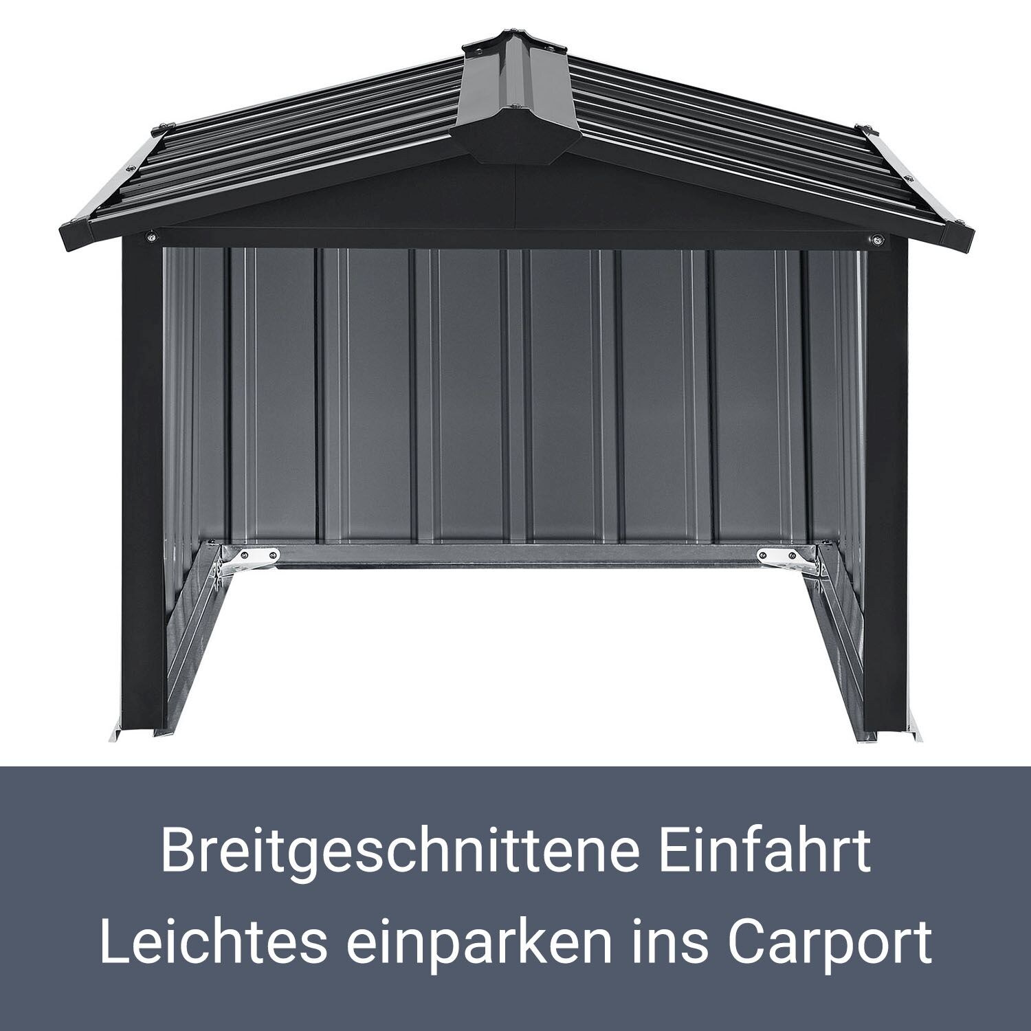 Juskys Mähroboter Garage mit Satteldach | Rasenmäher Dach Carport aus Metall | 86 × 98 × 63 cm
