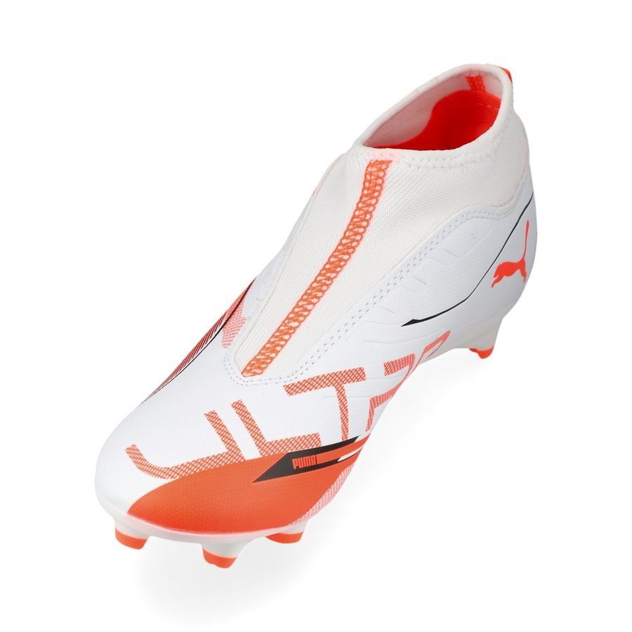 PUMA Ultra 5 Match   Laceless FG/AG Unlimited - Blanc/Noir/Glowing Red Enfant