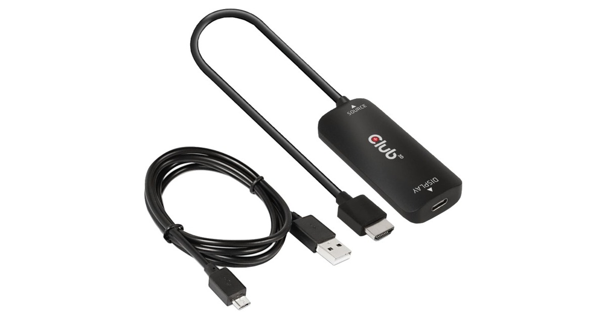 Club 3DHDMI+ Micro USB naar USB-C adapter  (Zwart)