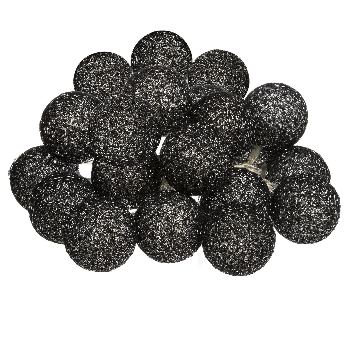 GUIRLANDE LED SECTEUR 20 BOULES NOIR D.6CM