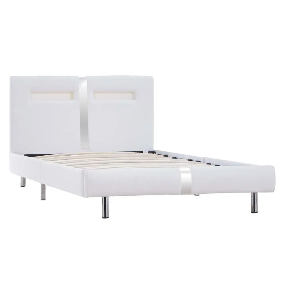 vidaXL - Bed frame met hoofdeinde - LED - Wit -kunstleer - 90x200 cm