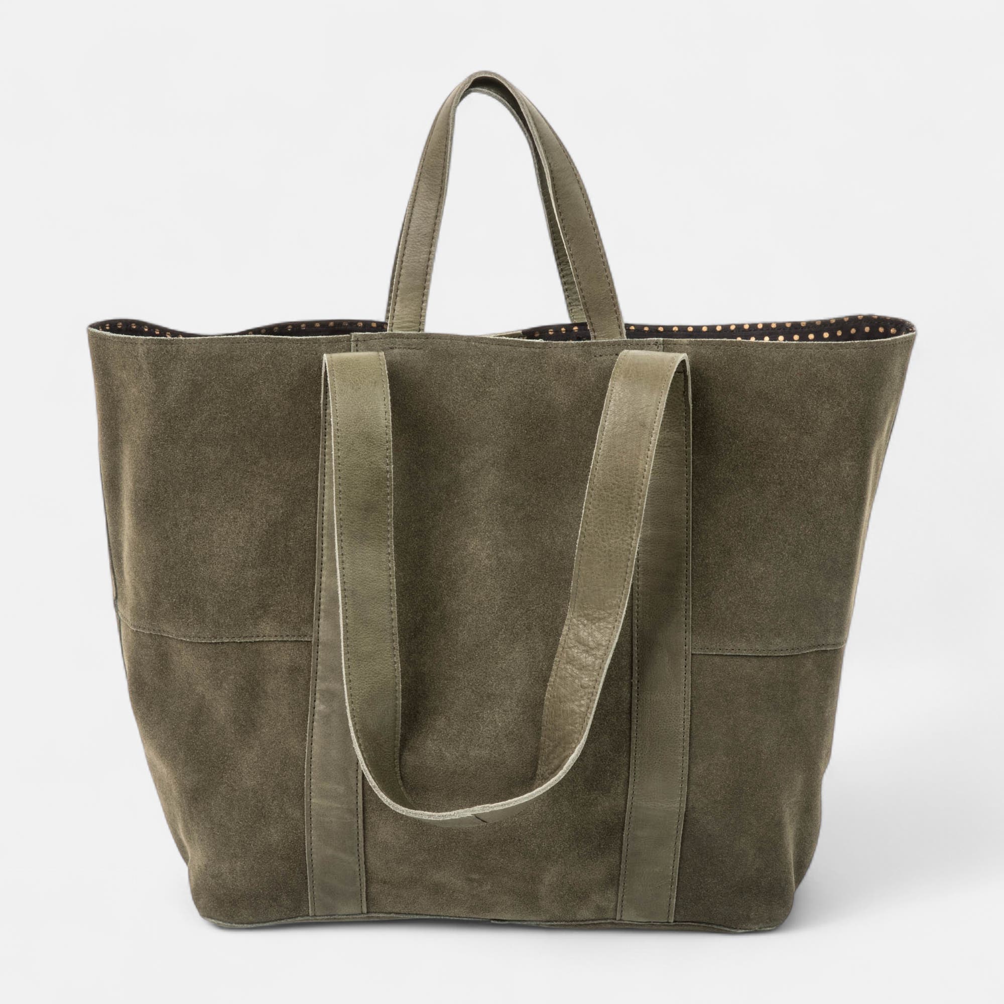 Sac de shopping en cuir kaki