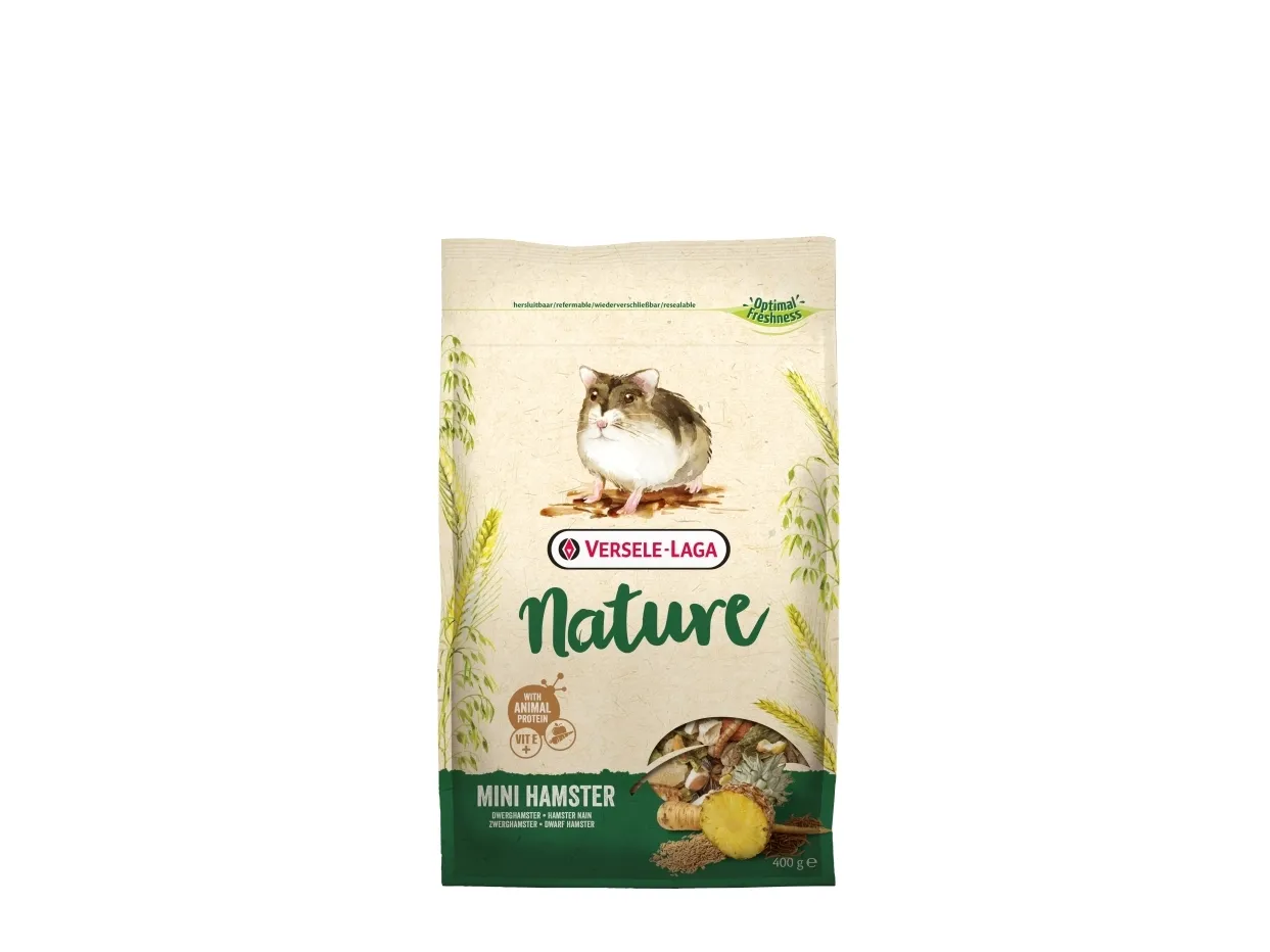 Versele-Laga Mini Hamster Nature, Snack, 400 g, Hamster, Vitamin A, vitamin D3, vitamin E, 16,5%, 7,5%