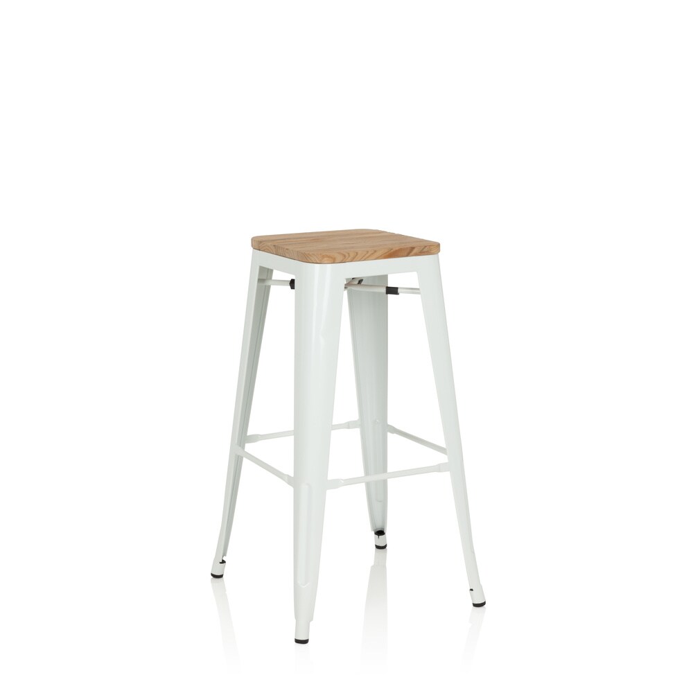 Barhocker VANTAGGIO HIGH W Stahl / Ulmenholz ohne Armlehnen hjh OFFICE
