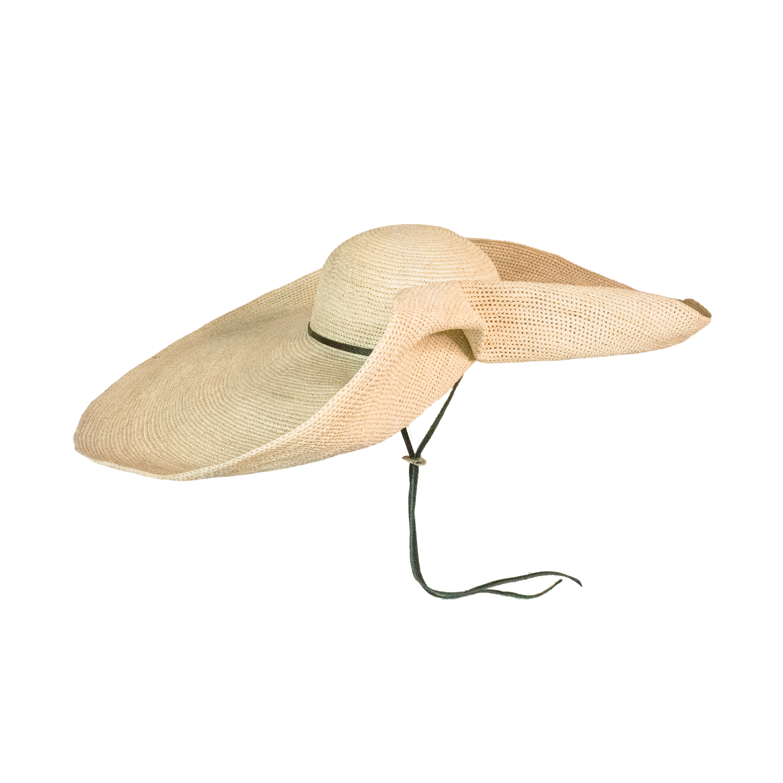 Chapeau Panama glamour en crochet avec bandeau en cuir