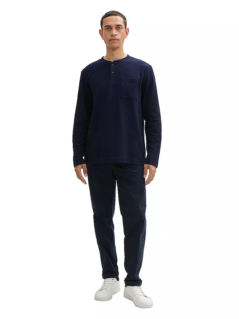 TOM TAILOR Pullover HENLEY dunkelblau