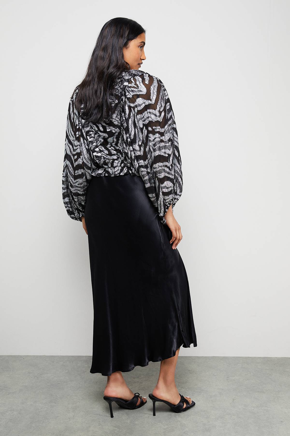 Warehouse Blouse en Viscose à Motif Zèbre Jacquard Métallisé