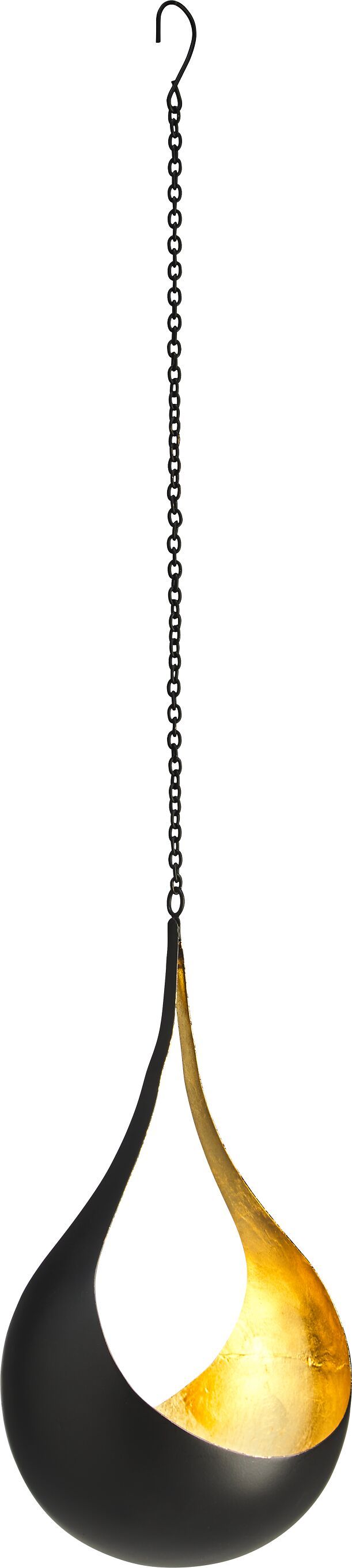 TESSA Hänge-Windlicht - Gold, Schwarz / B: 13.5 cm x T: 13.5 cm x H: 25.0 cm