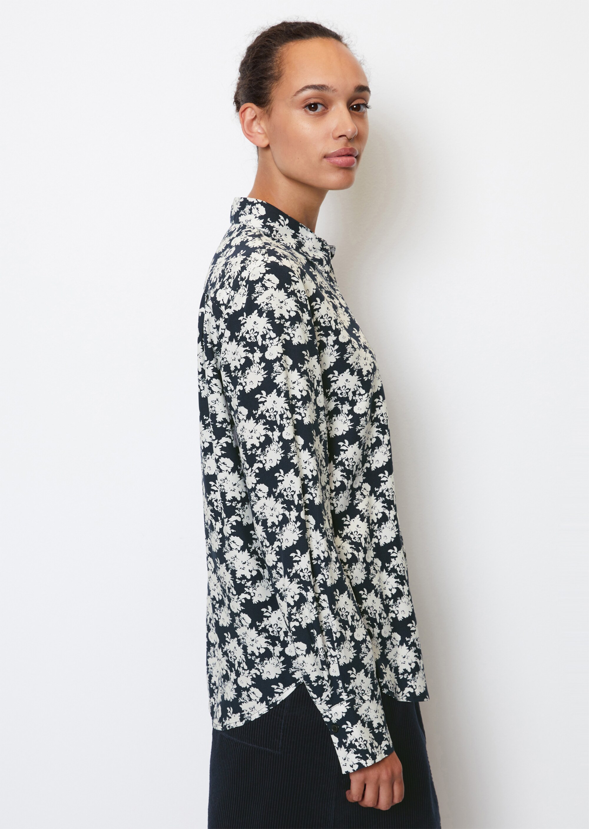 Allover-Print-Bluse regularaus fließender Viskose