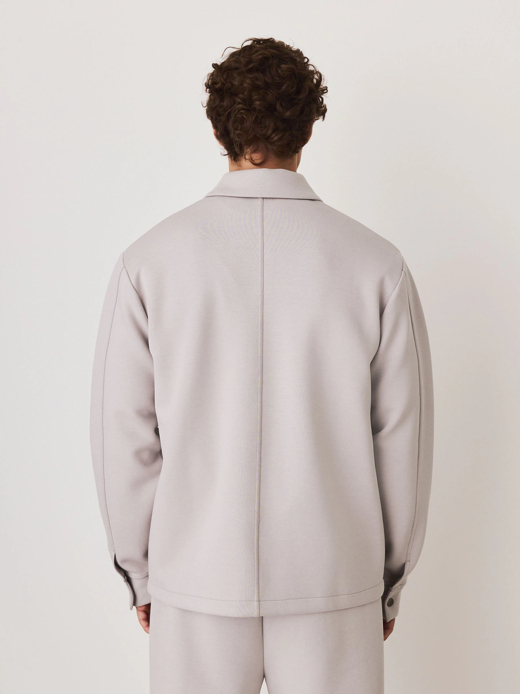 Ice grey - Soft Touch Scuba Zip Through Shacket