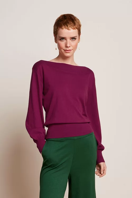 King Louie Cybil Cocoon top in Beaujolais rood