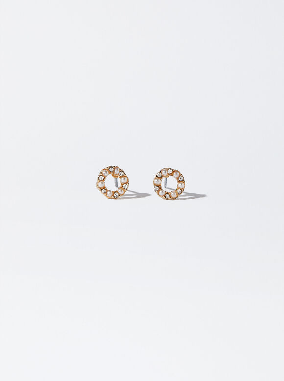 Brincos de ouro com cristais - Ouro