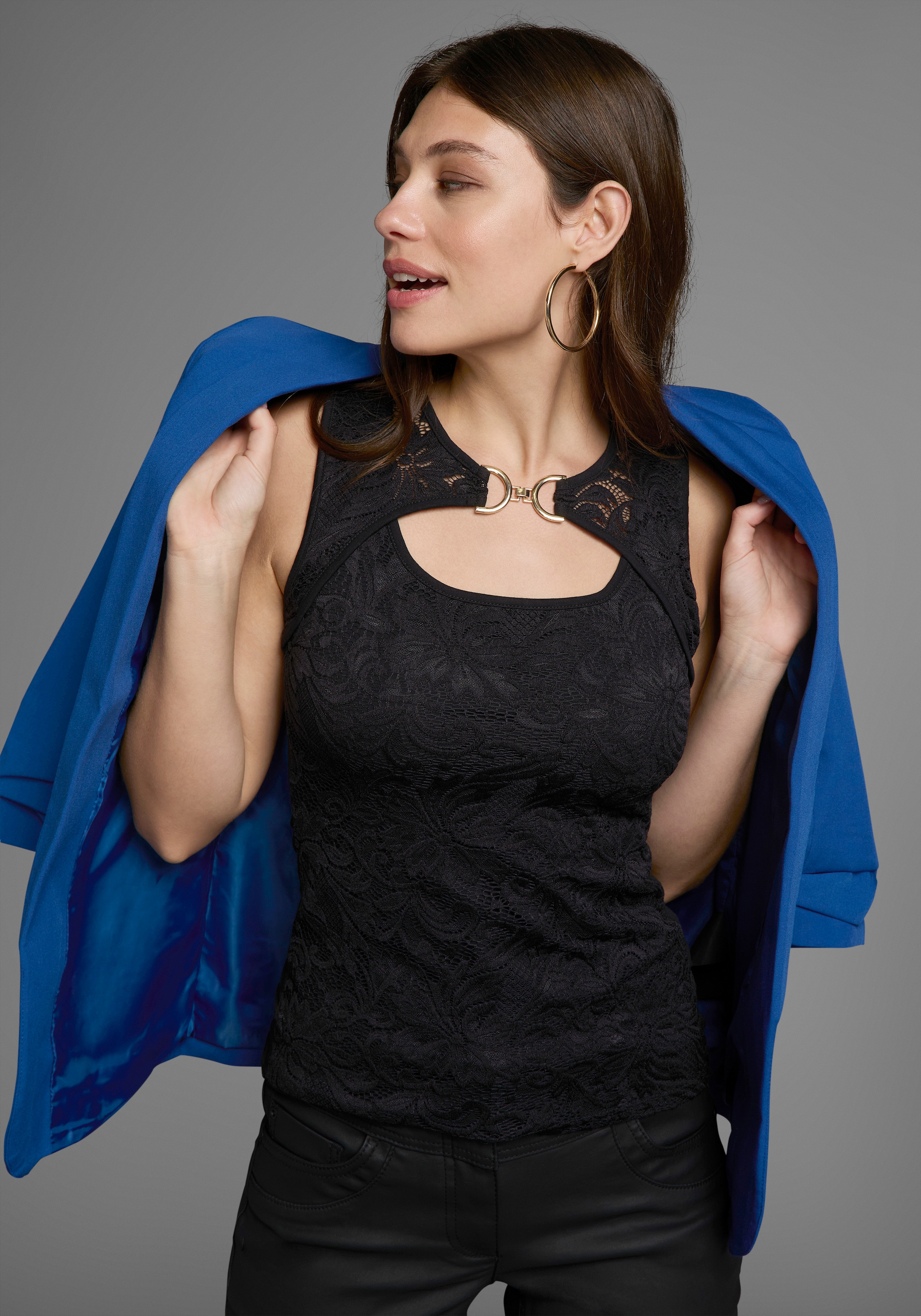 Melrose Spitzentop , mit Zierschnalle