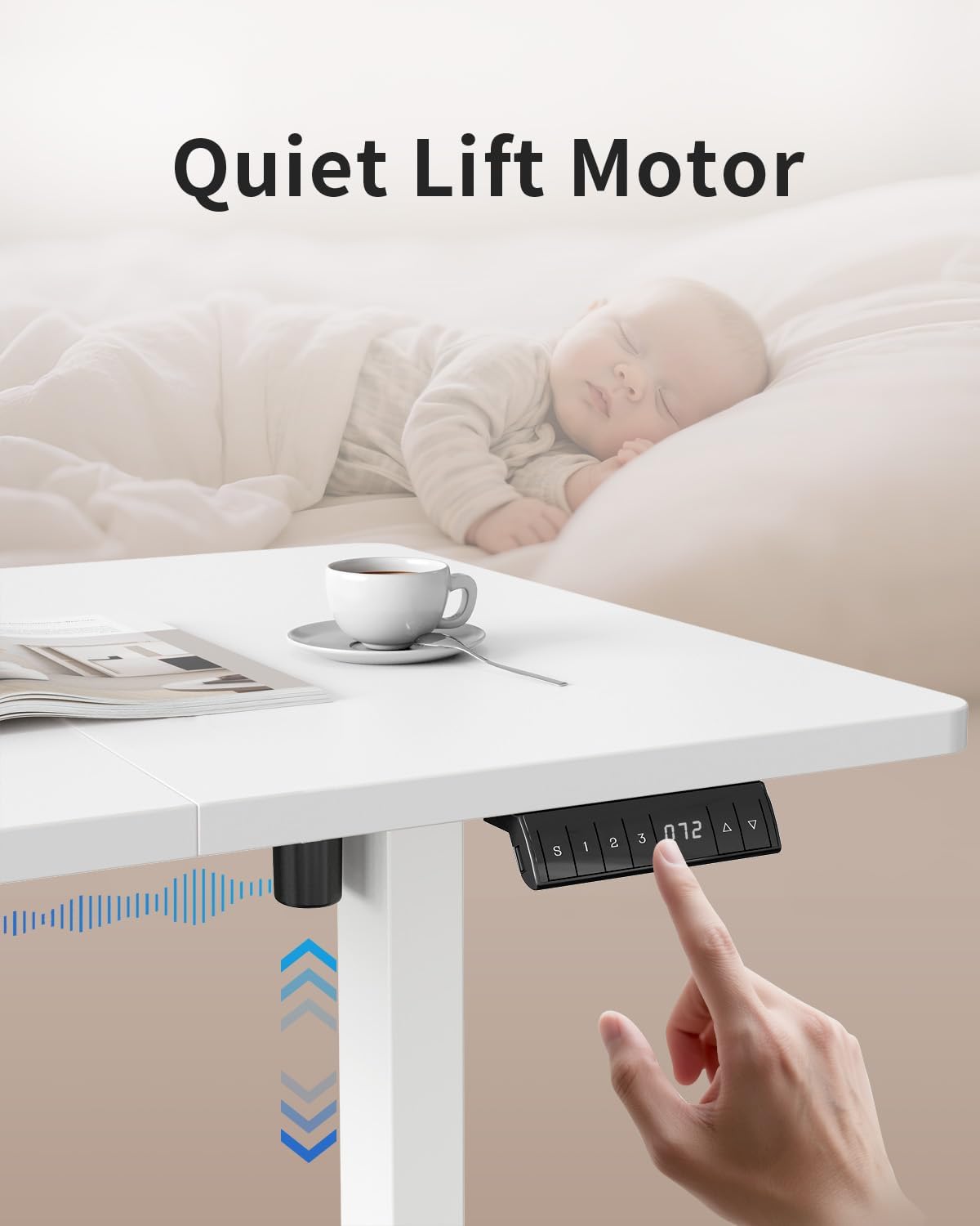 FEZIBO Höhenverstellbarer Schreibtisch mit USB-A und USB-C-Ladeanschlüssen, 160 x 80 cm Schreibtisch Höhenverstellbar Elektrisch, Ergonomischer Steh-Sitz Tisch für Heimbüro, Standing Desk, Weiß