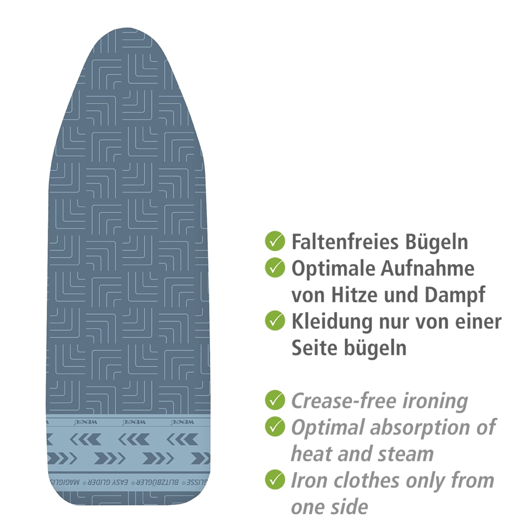 WENKO Bügelbrettbezug »Modell Air Comfort M« mit Blitzbüglerzone, Baumwolle, 5 Lagen, Bügelfläche 125x40 cm