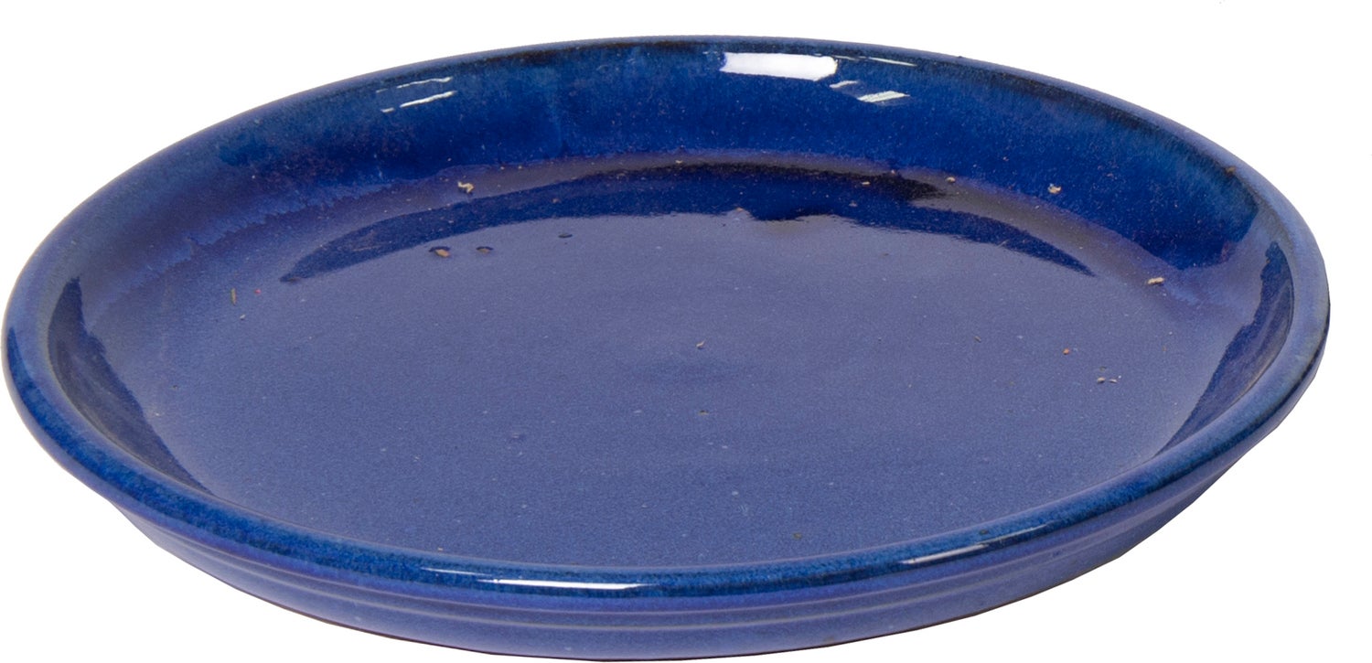 Mega Collections plantenschotel Glazed blauw D 30 H 3,5 cm