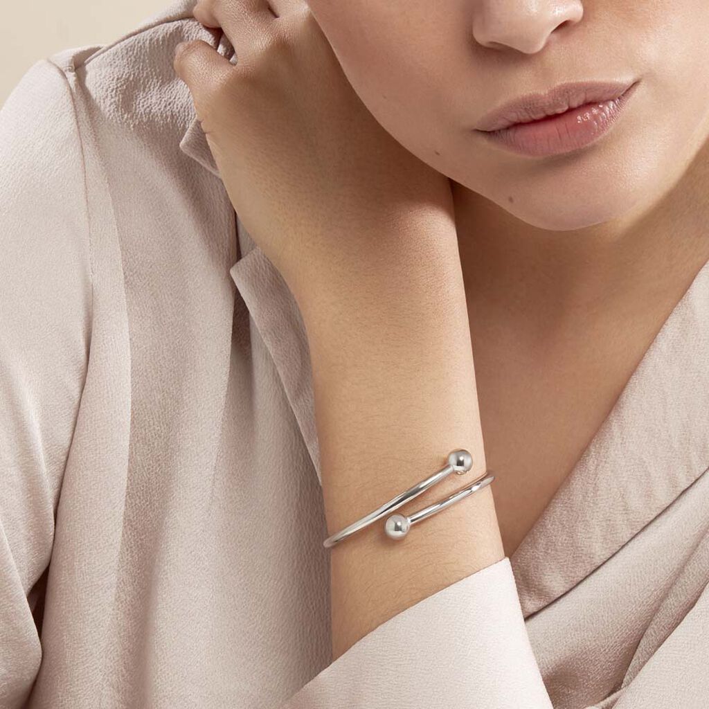 Bracelet Jonc Noûr Argent Blanc
