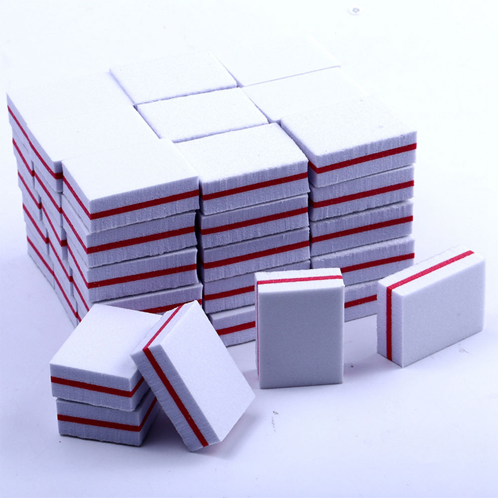 (50er Set) Mini Nagelfeile Polierblock Buffer Maniküre Schleifblock - Weiss