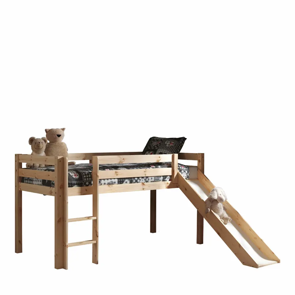 Vipack halfhoogslaper Pino met glijbaan - grenenhout - 90x200 cm