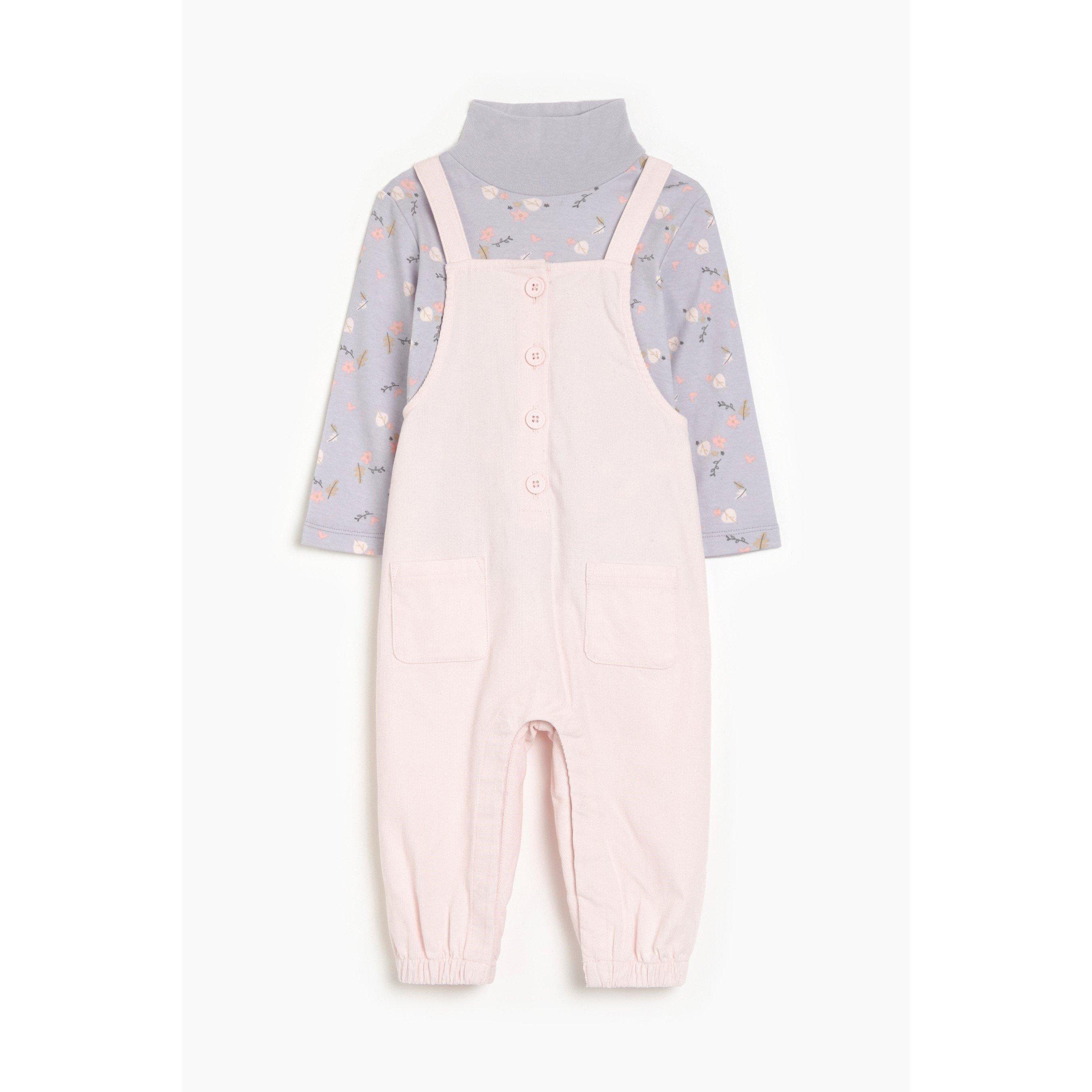Hello World Studio Baby Girls Cord Dungaree Set