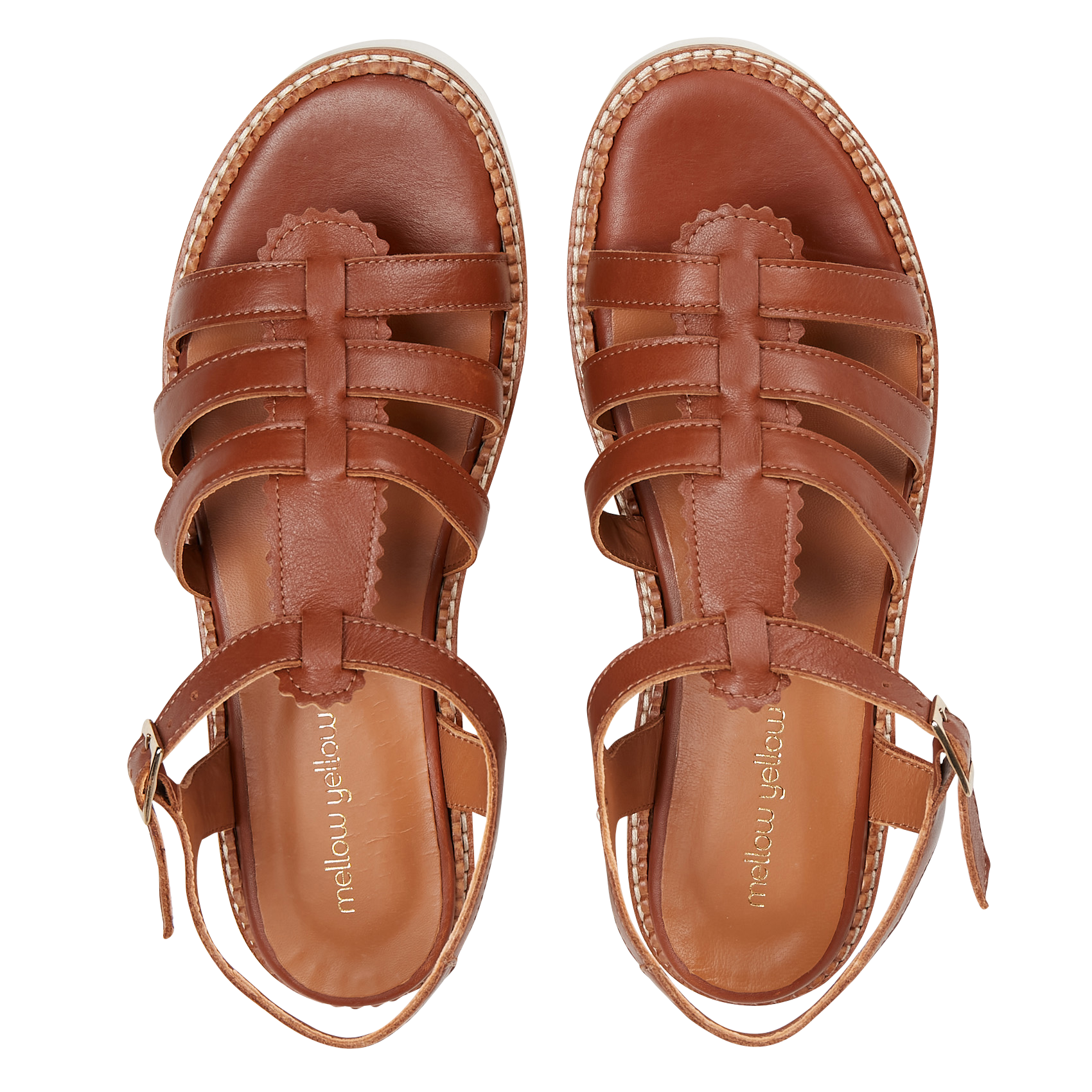 ISIDOLE - Sandales plates en cuir | Marron