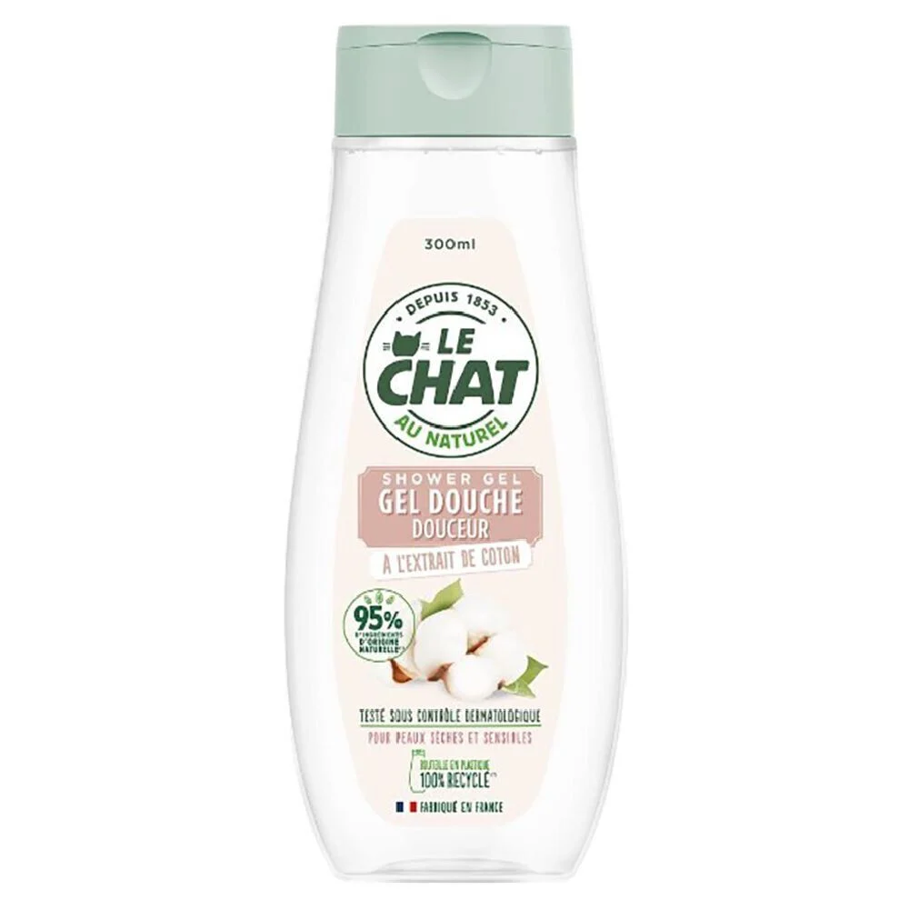 Gel douche douceur Le Chat Naturel à l'extrait de coton 300 ml