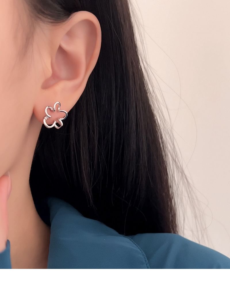 Hansha - 925 Sterling Zilveren Bloemen Oormanchet