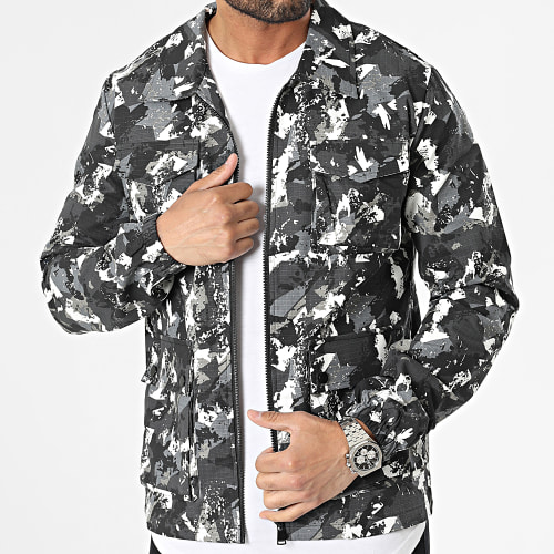 Veste Zippée Gris Anthracite Camouflage